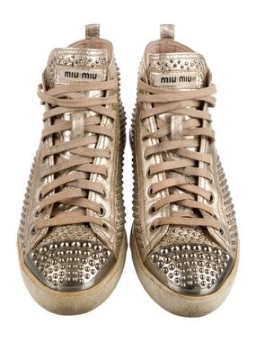 Miu Miu Gold Studded Sneakers Women’s Size 7.5